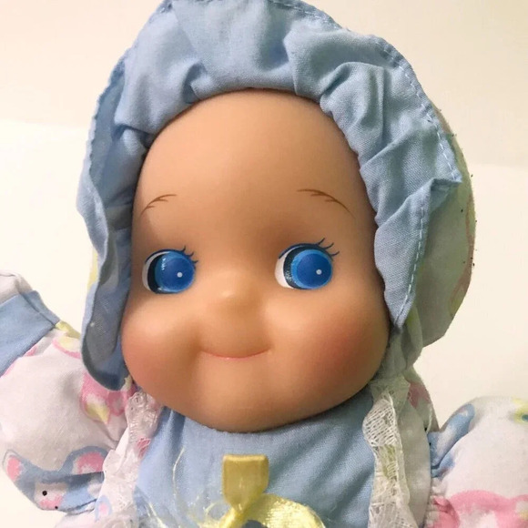 Vintage Baby Doll Plush Rubber Face 11 Inch Tall Puffalump Style Doll - Picture 13 of 16